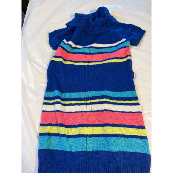 Star Ride Blue Stripe Sweater Dress Short Sleeve Girls Size Small 7/8 Fall Vibes - Picture 1 of 1
